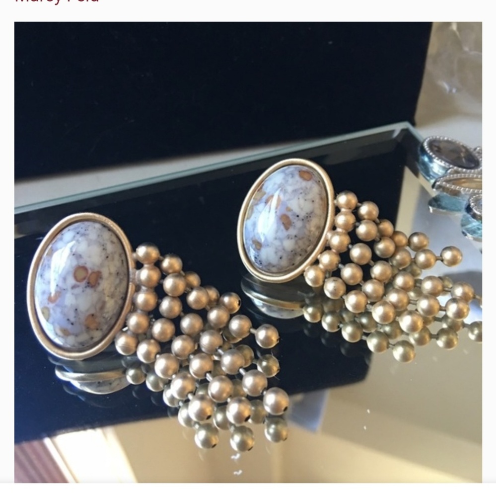 Marcy Feld gold white clip on earrings
